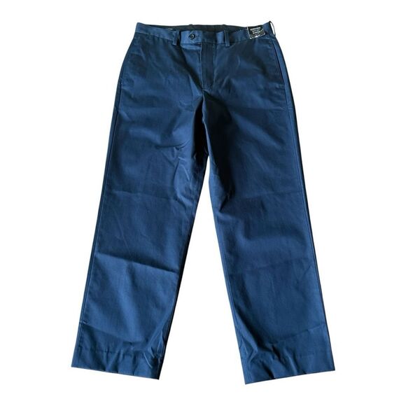 Nordstrom Men’s Classic Blue Supima Cotton Flat Front Wrinkle Free Pants 34X32 - Picture 1 of 7